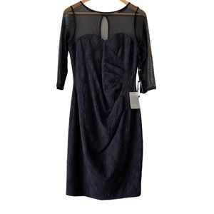 Adrianna Papell Illusion Neck Dress Black Size 6
